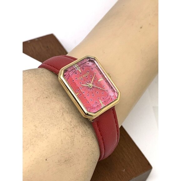 Steve Madden Women's Watch SM/1030 Quartz Rectangle Gold Red Dial Leathe… - Picture 5 of 13